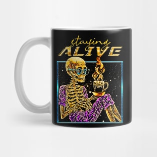 Staying Alive Nerdy Skeleton Mug